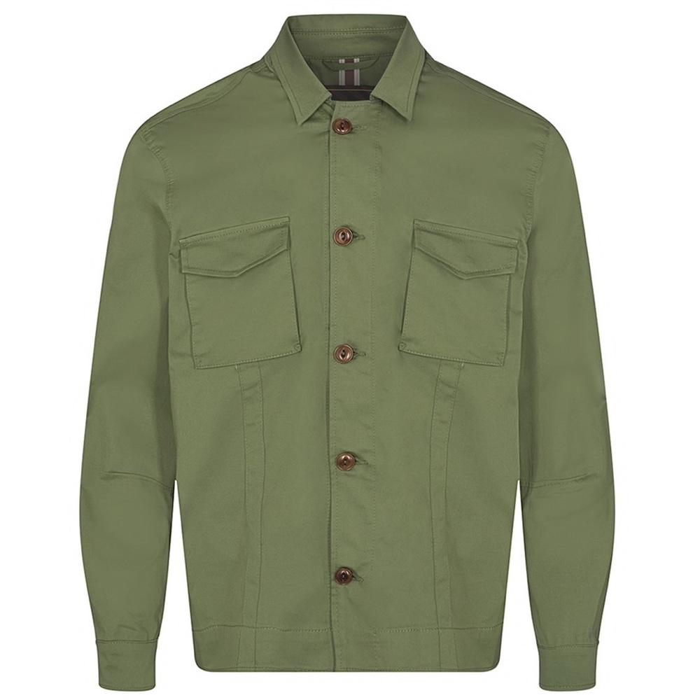 MOS MOSH danish designer khaki green overshirt shacket, size large